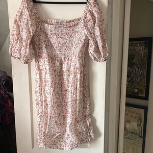 Rails Pink Floral Smocked Midi Dress